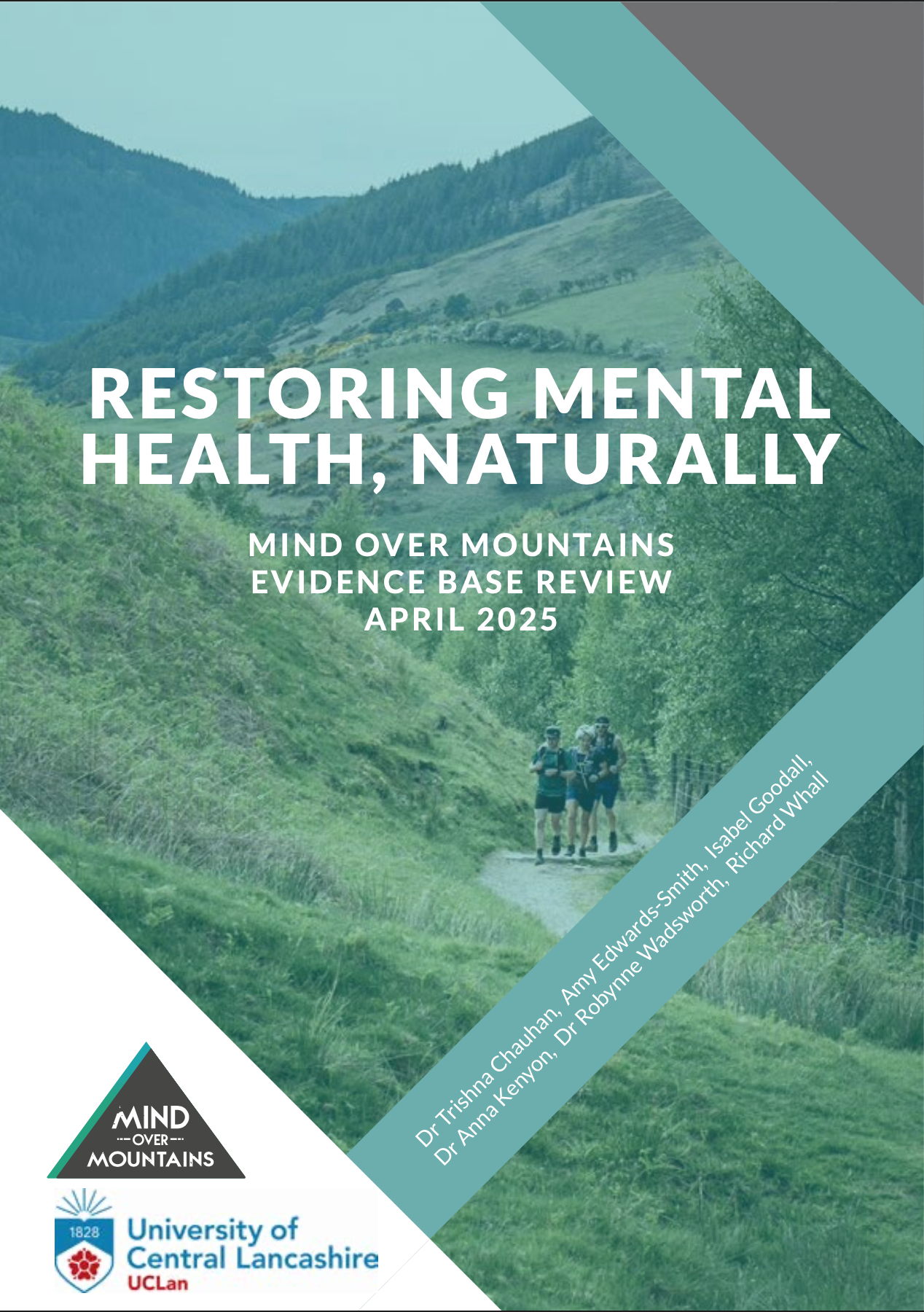 Cover of Mind Over Mountains Evidence Base Review - title 'Restoring Mental Health, Naturally'