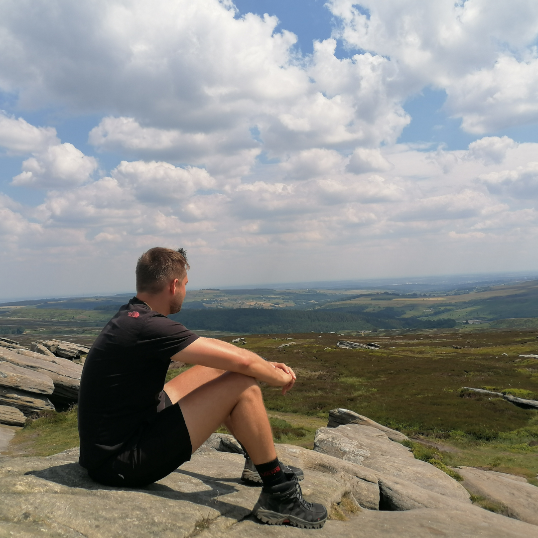 meditation in nature - man looks at view