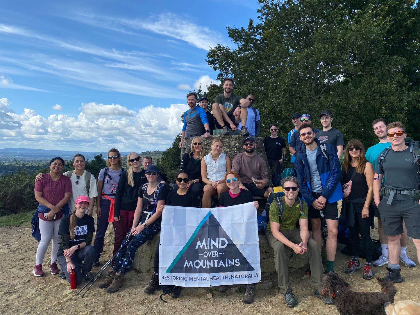 Participants on a Mind Over Mountains wellbeing walk promoting mental health, wellbeing and nature connection