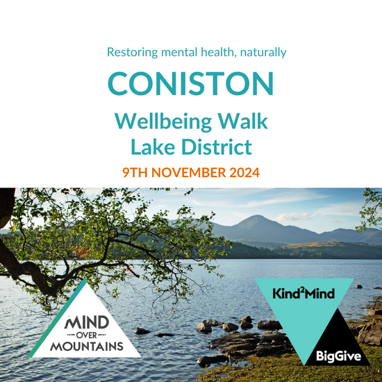 Coniston Lake District mental wellbeing walk with Mind Over Mountains supported by Kind2Mind from the Big Give