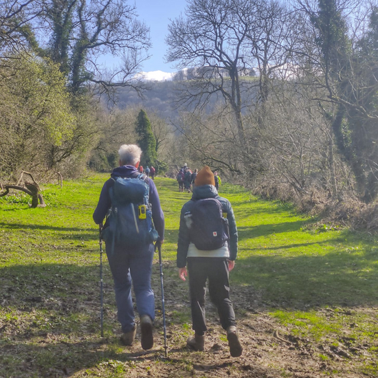 Two Hikers chatting on mental wellbeing walk