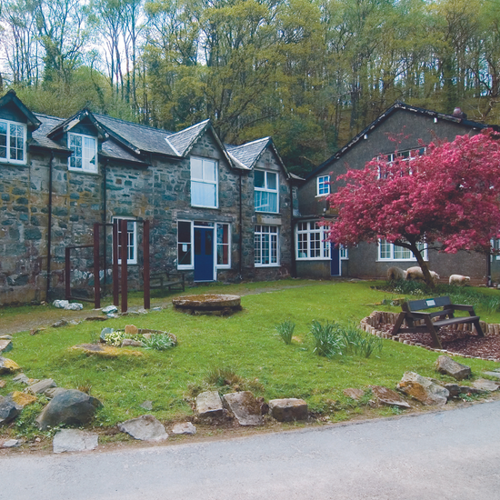 Kings YHA accommodation for mental wellness retreat stone building with red tree in front