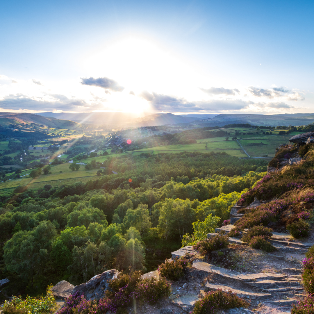 View from the top of a mountain in the peak district