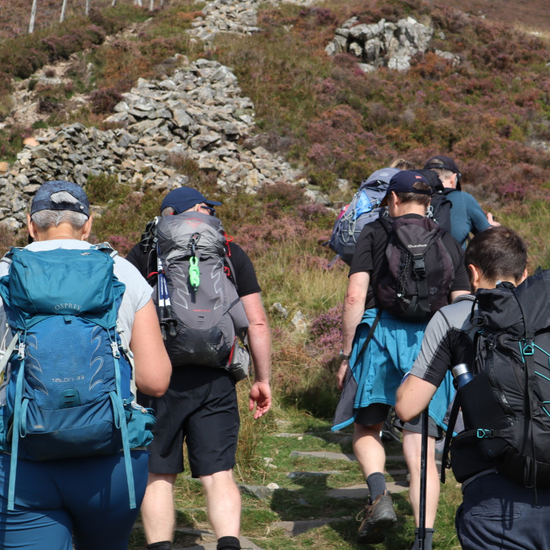 walkers with day sacks with Mind Over Mountains group