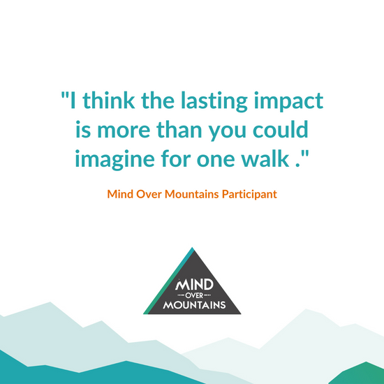 quote about impact of mental health walking event with Mind Over Mountains