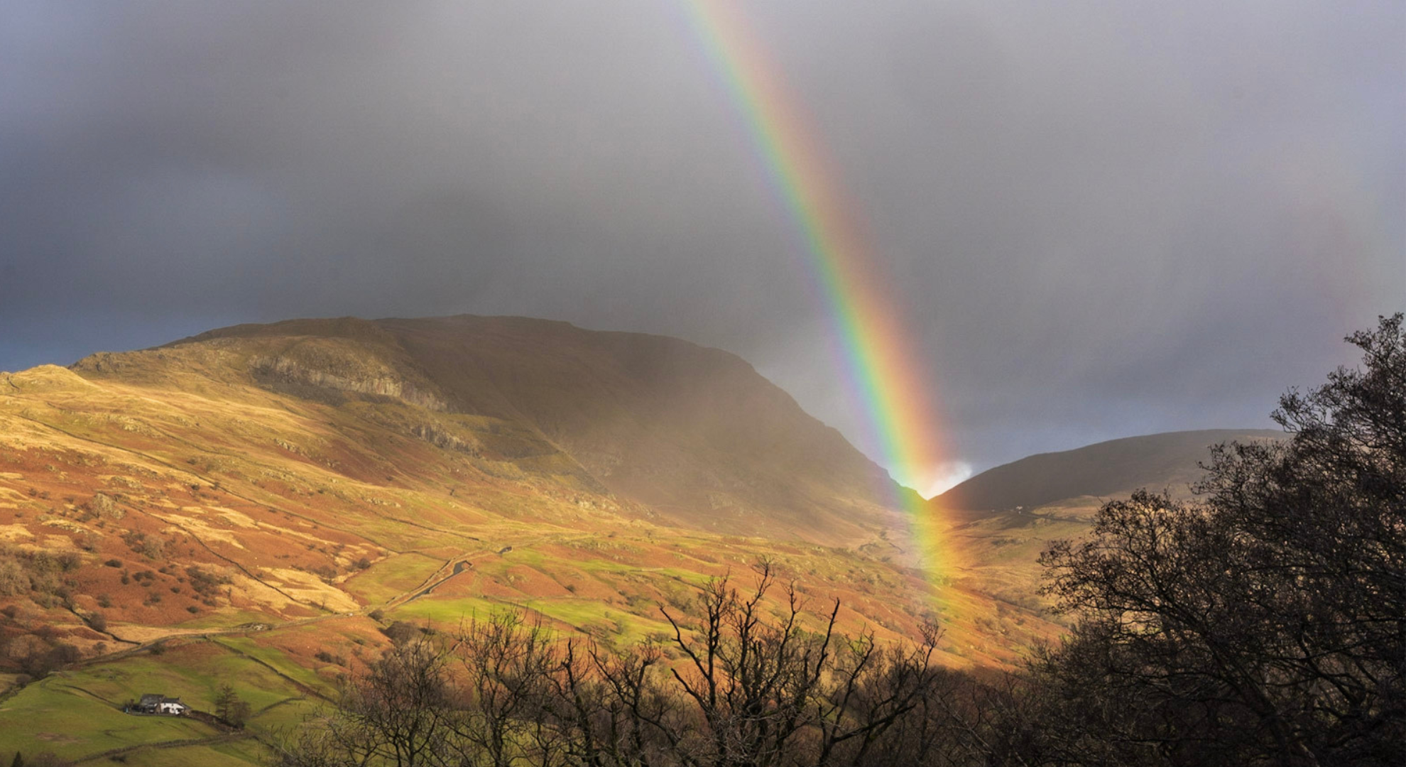 rainbow over mountains in lake district photo by Giles Thurston for Mind Over Mountains