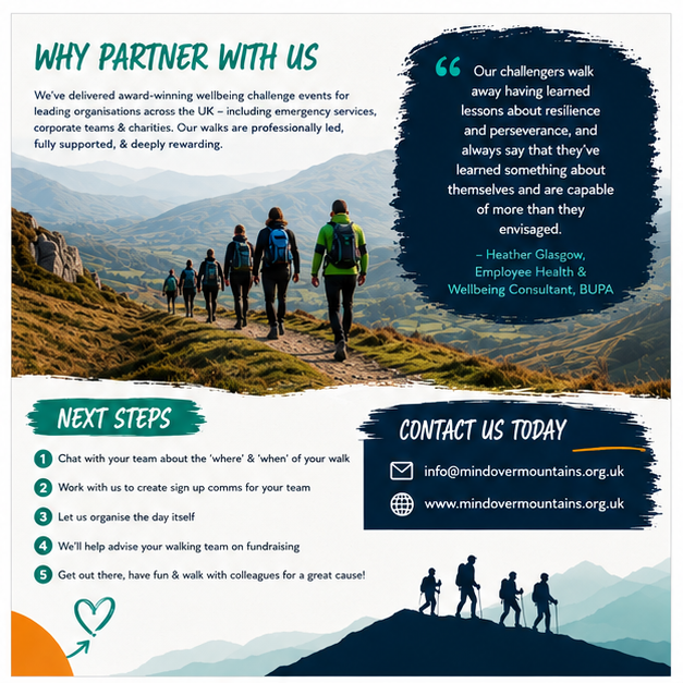 team challenge events from mind over mountains to help teams facing stress, burnout or disconnection to spend time outdoors together and raise funds for a mental health charity